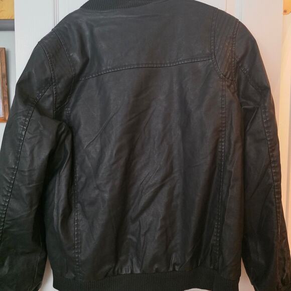 NWT i5 Apparel Black PU Faux Leather Bomber Jacket Men's XL $60 Retail - Picture 2 of 4